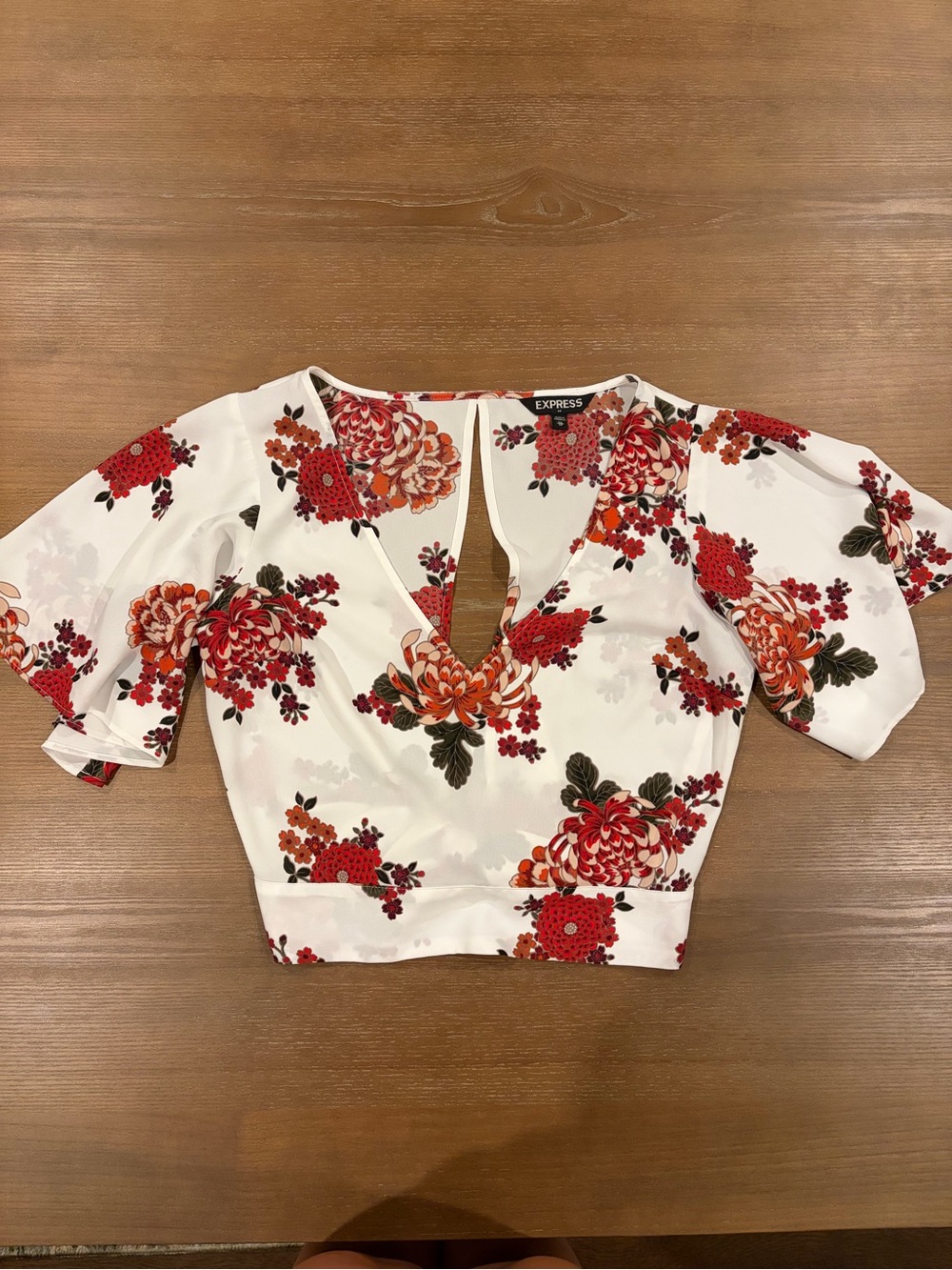 Express White Floral Crop Top
